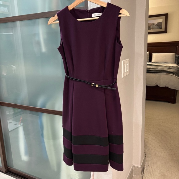 Calvin Klein A-line Fit & Flare Dress - Purple Size 6P - Picture 3 of 11